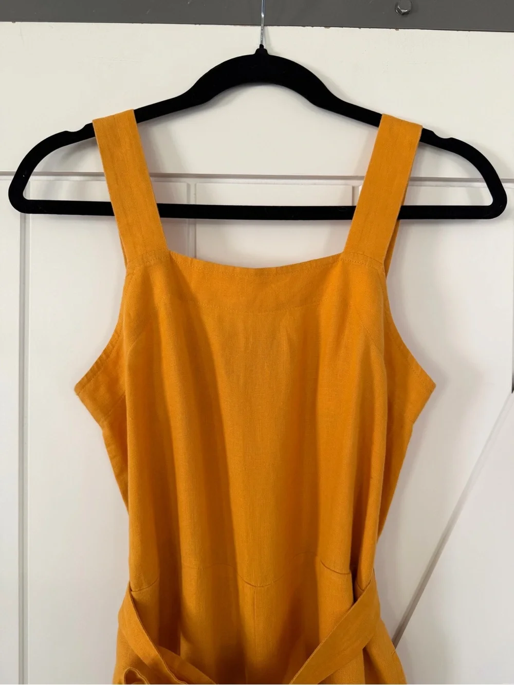 Everlane The Linen Square-Neck Jumpsuit in Marigold Yellow